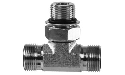 hydraulic fittings, FS6803-06-06-06 - Branch Tee, 3/8" ORFS x 3/8" ORFS x 3/8" ORB Male (#6 Straight Thread) (011348)